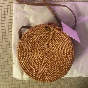 NWT URBAN FERNZ ROUND RATTAN CROSSBODY BAG